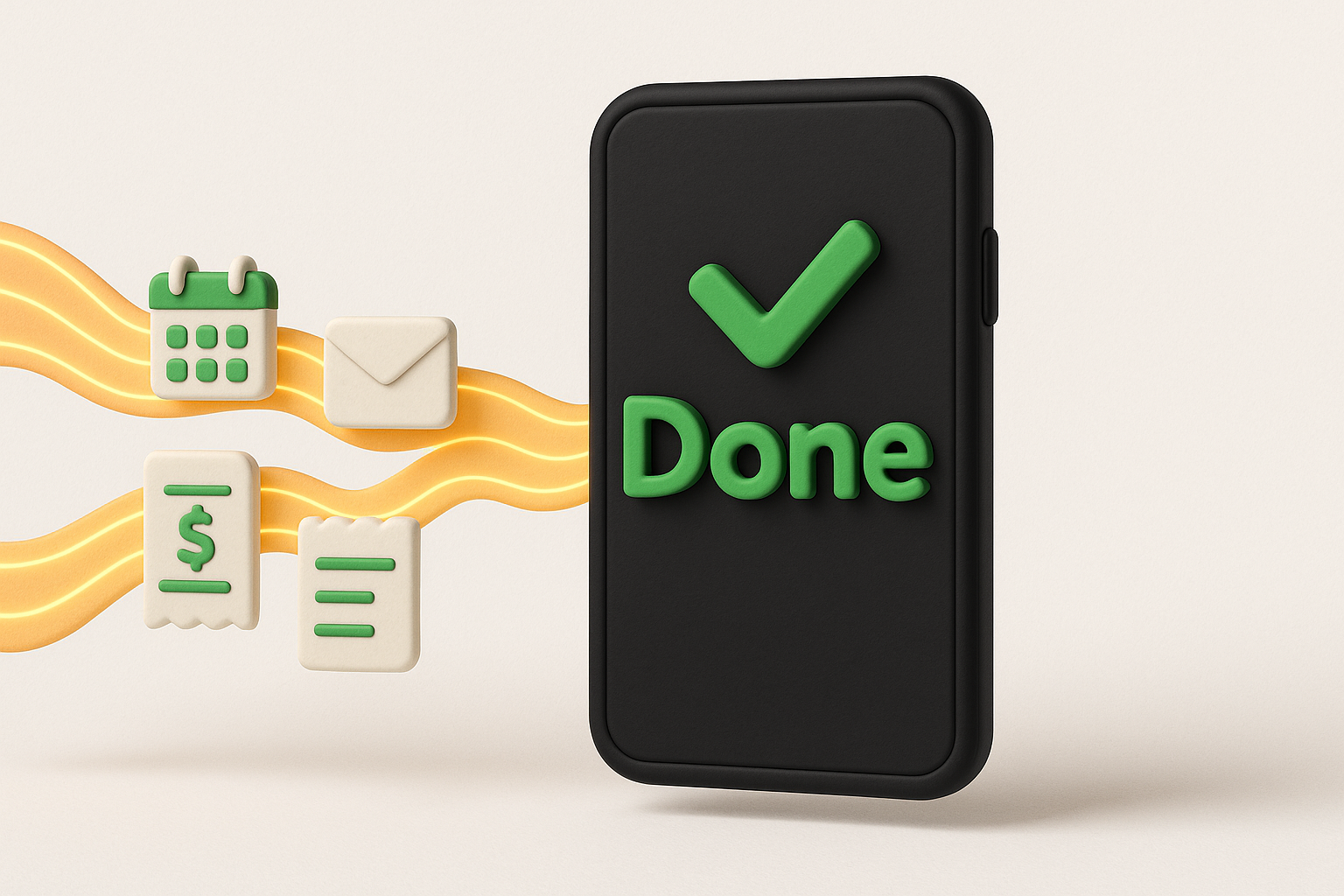 Business automation illustration showing completed tasks